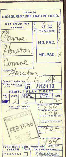 Ticket-Conroe, Tx to Houston