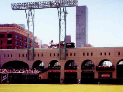 Locomotive above the Crawford Boxes at Astros Field