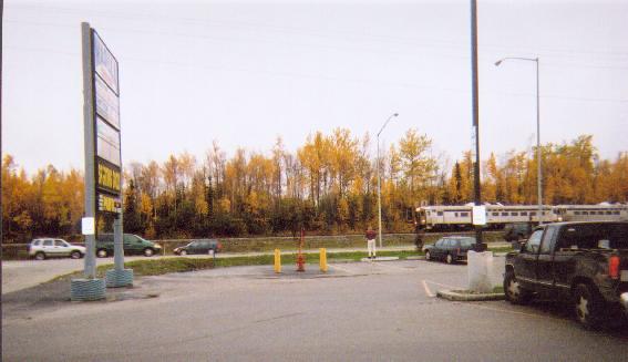 Entering Wasilla. The train will make a stop here.